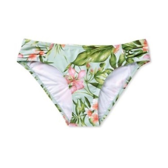 NWT Side Shirring Medium Coverage Hipster Floral Bikini Bottom - Kona Sol - Picture 1 of 13